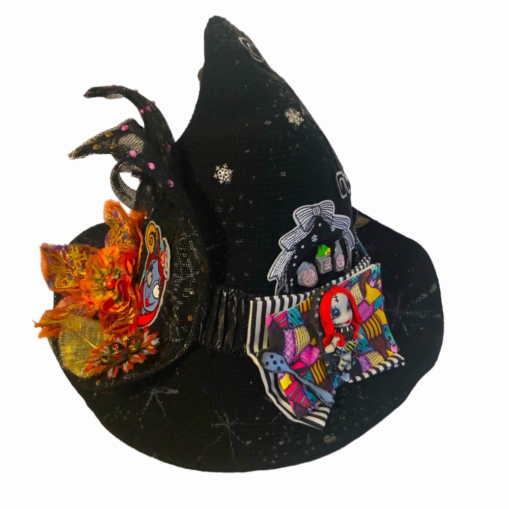 The Nightmare Before Christmas SALLY Halloween Black Hat Handcrafted NEW - Picture 4 of 8